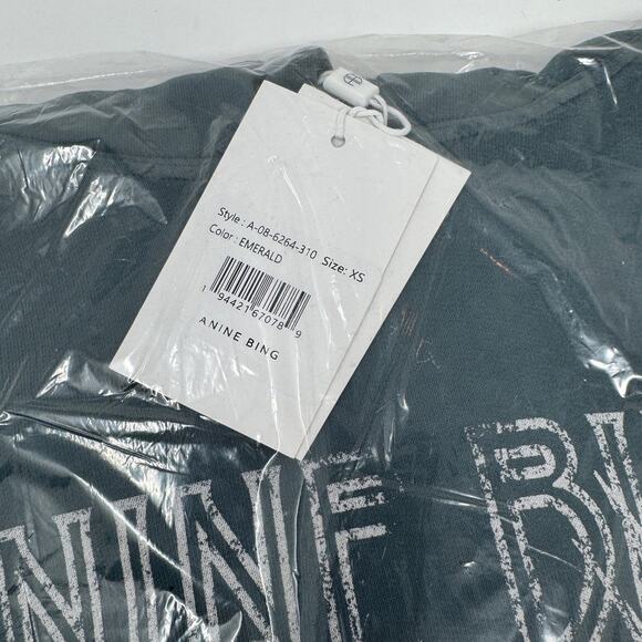 NWT Anine Bing Ash Hoodie Eagle - Faded Emerald Green Size XS - Picture 8 of 11